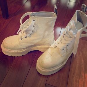 Dr. Martens Molly White Glitter Boots Size 7